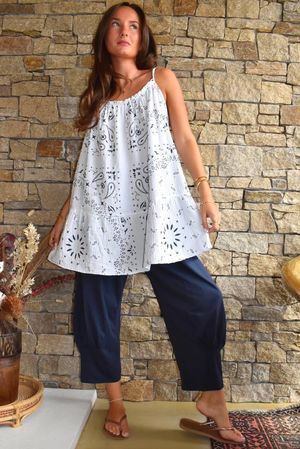 Ole Bubble Cotton Bandana Tunic Vest White